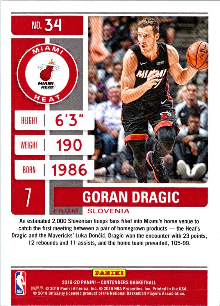 2019 Panini Contenders Goran Dragic