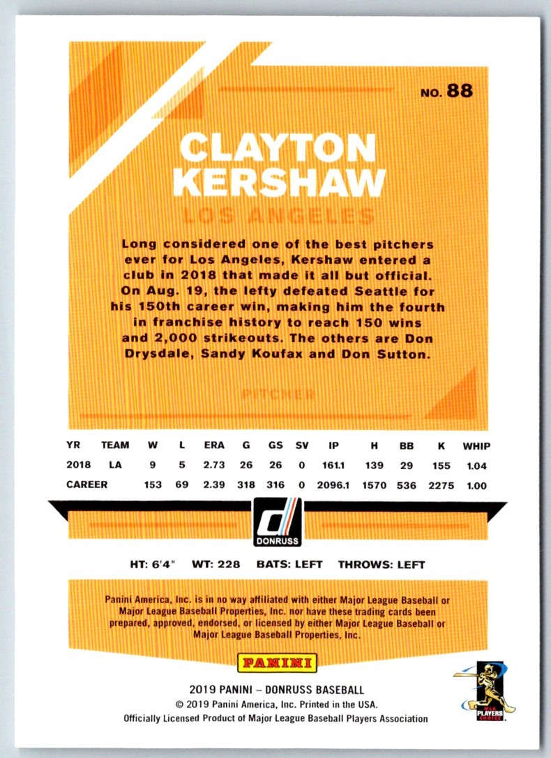 2019 Donruss Clayton Kershaw