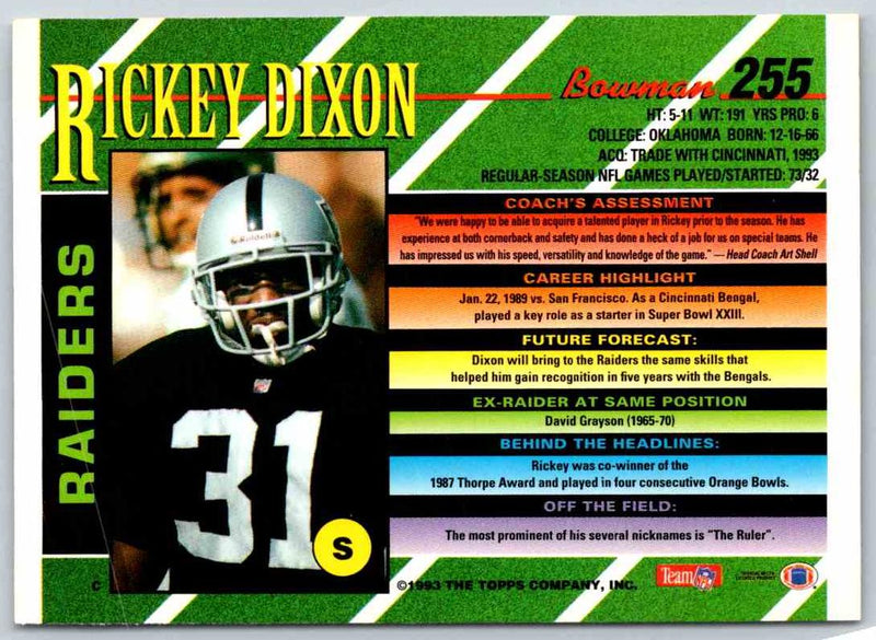 1993 Bowman Football Rickey Dixon