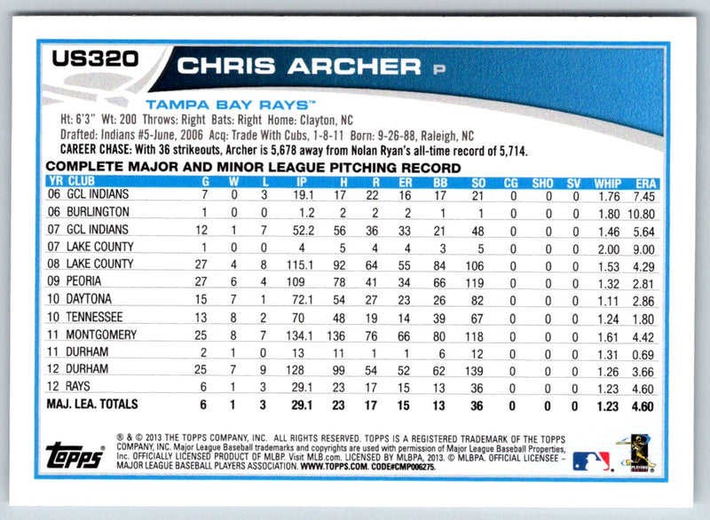 2013 Topps Update Chris Archer