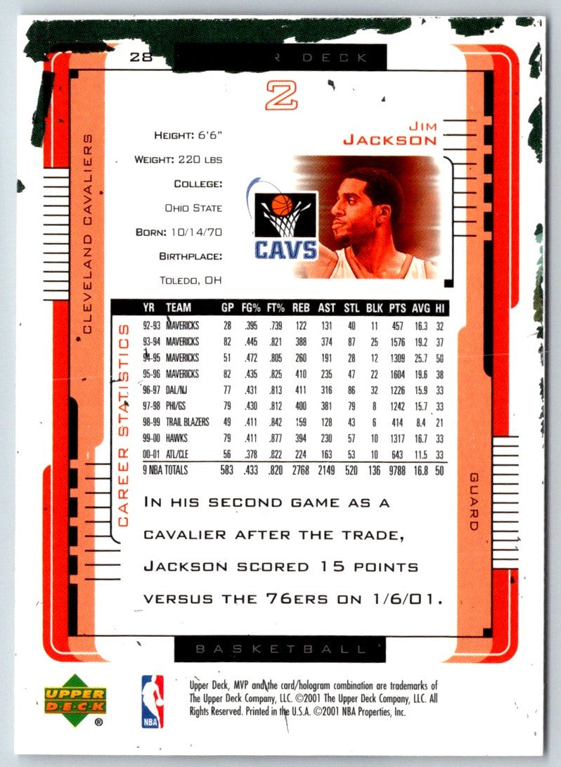 2001 Upper Deck MVP Jim Jackson