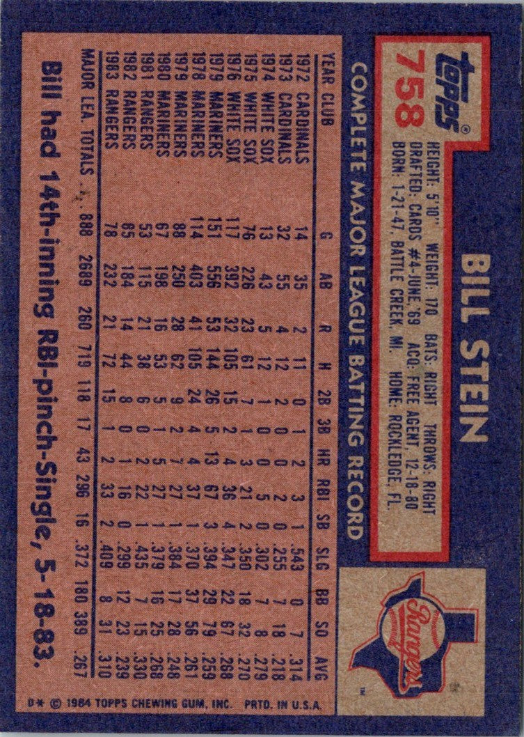 1984 Topps Bill Stein
