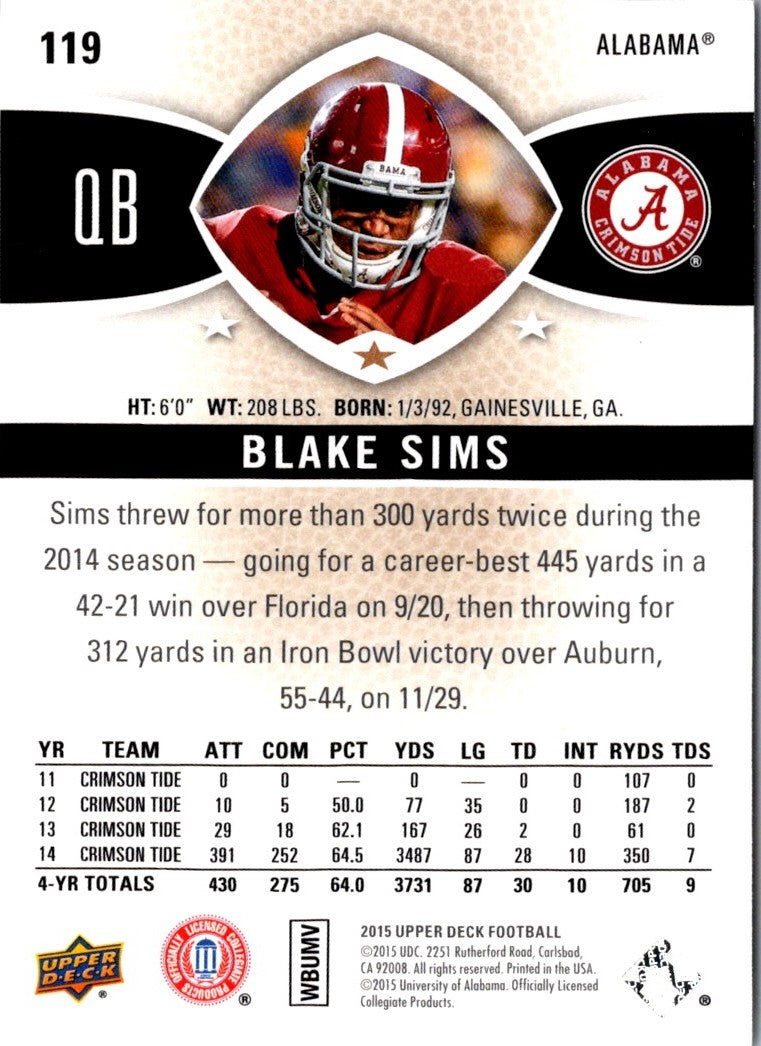 2015 Upper Deck Blake Sims