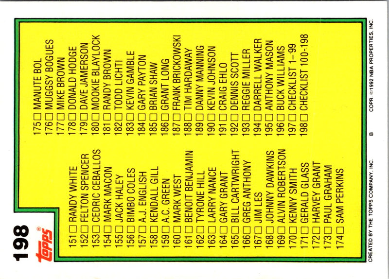 1992 Topps Checklist 1