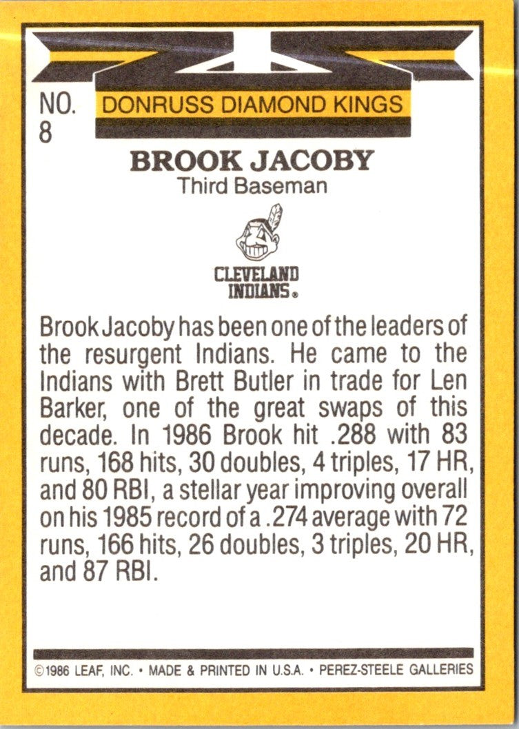1987 Donruss Super Diamond Kings Brook Jacoby