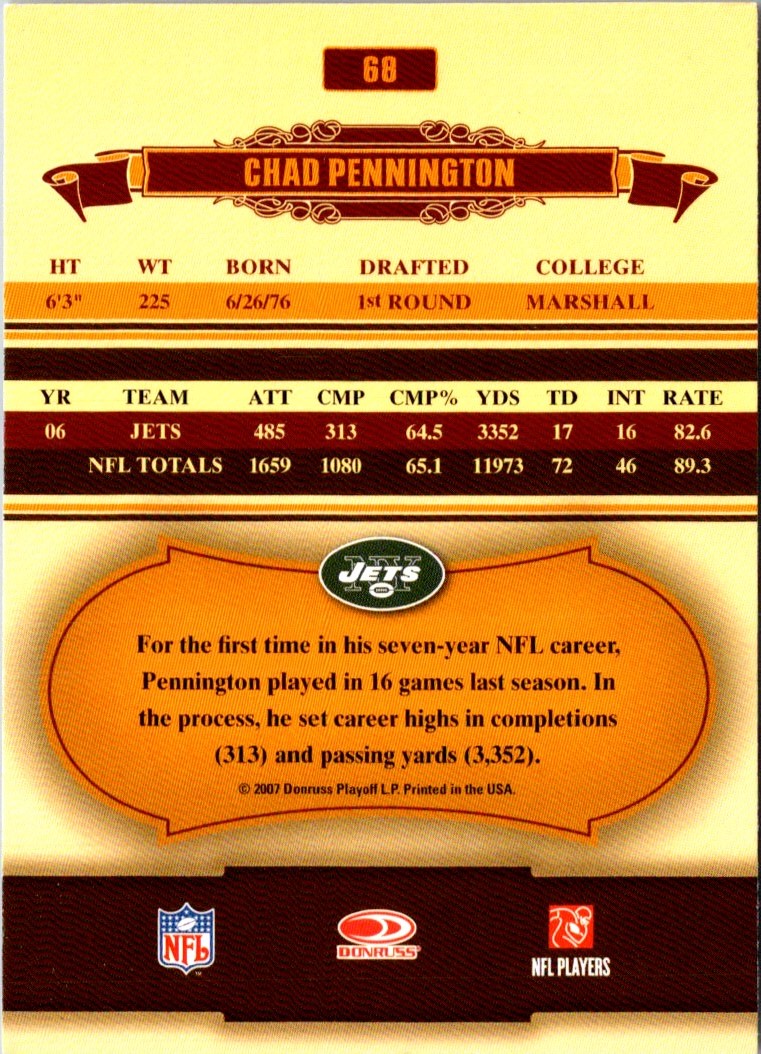 2007 Donruss Classics Chad Pennington