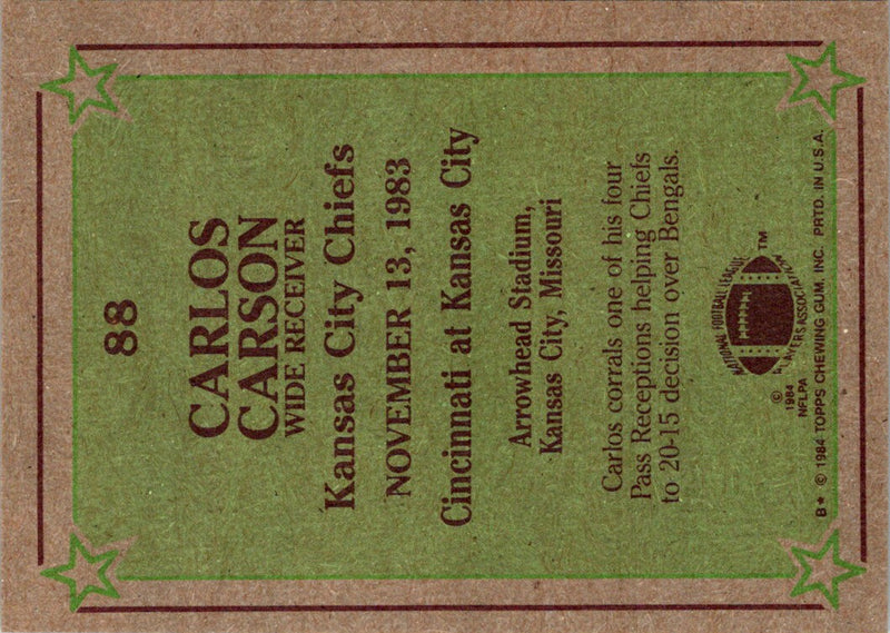 1984 Topps Carlos Carson