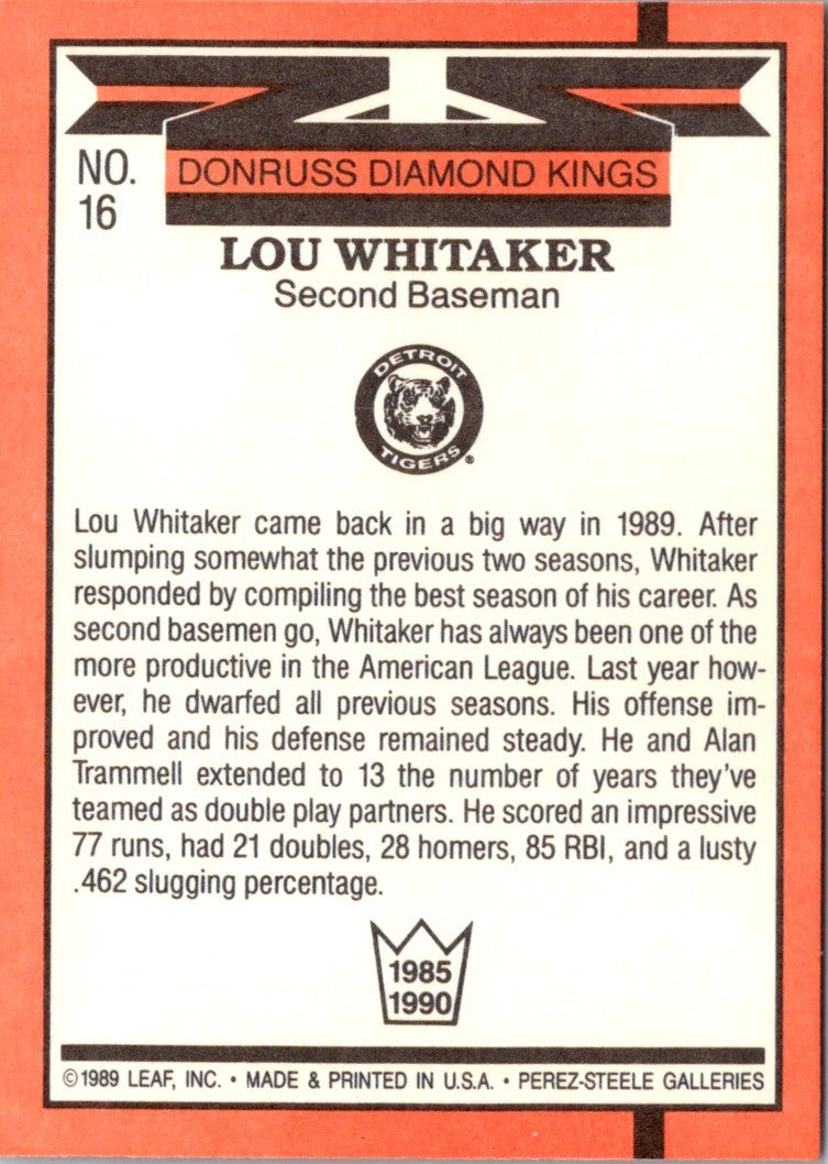 1990 Diamond Kings Lou Whitaker