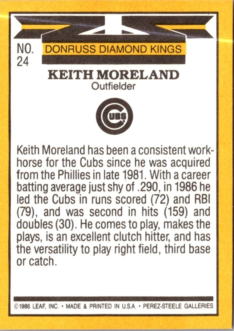1987 Donruss Super Diamond Kings Keith Moreland