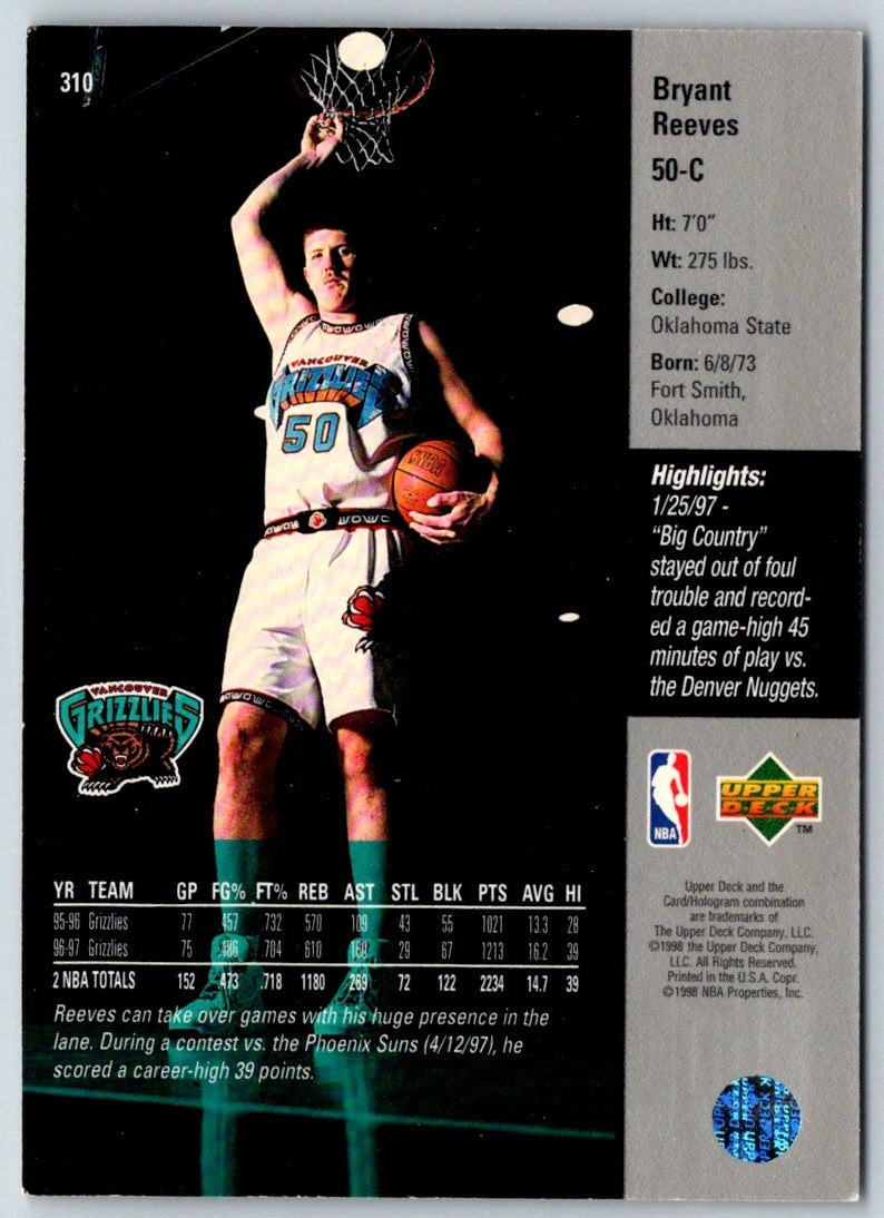 1997 Upper Deck Bryant Reeves