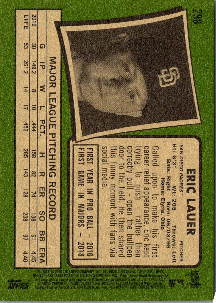 2020 Topps Heritage Eric Lauer