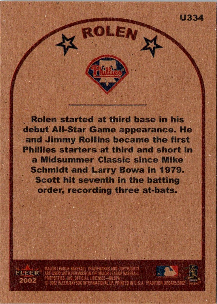 2002 Fleer Tradition Update Scott Rolen