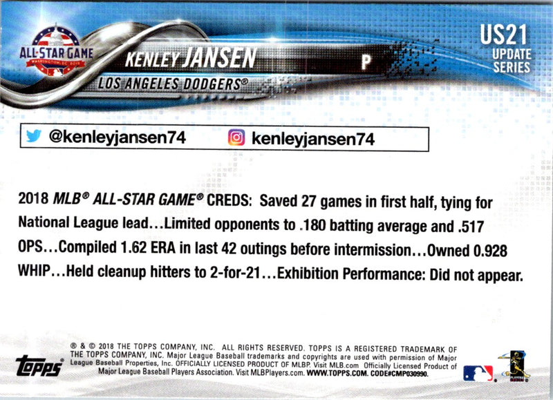 2018 Topps Update Kenley Jansen