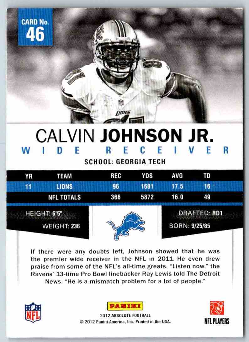 2012 Absolute Calvin Johnson