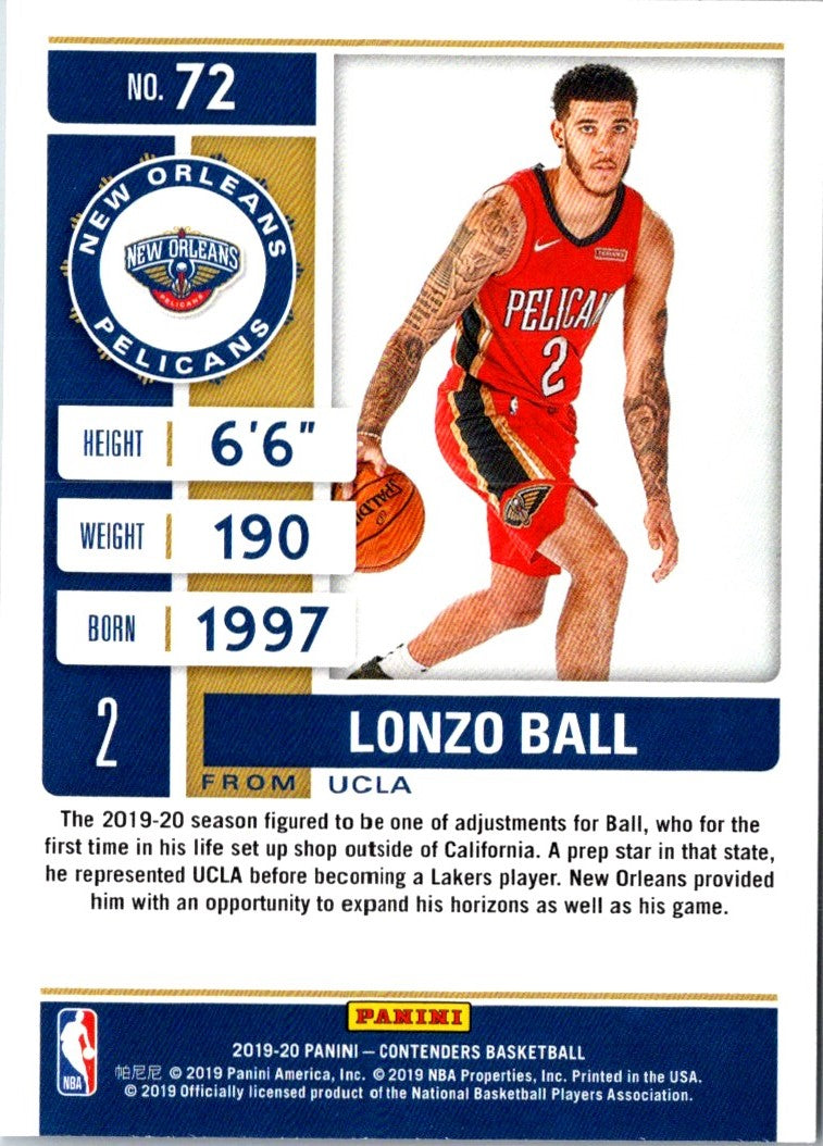 2019 Panini Contenders Lonzo Ball