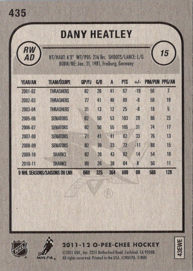 2011 O-Pee-Chee Dany Heatley