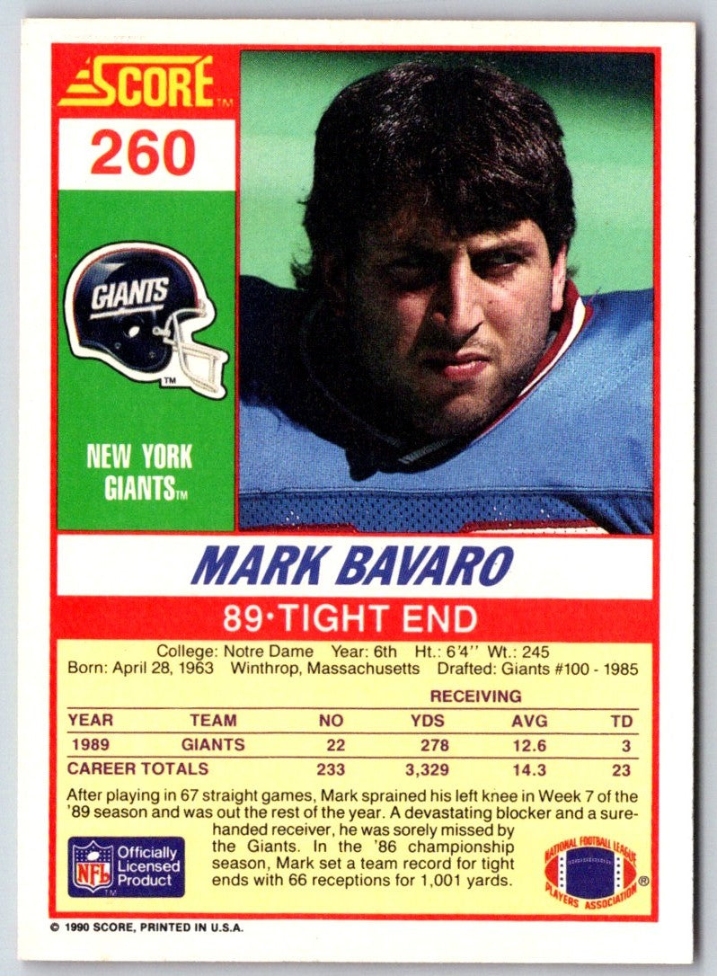 1990 Score Mark Bavaro