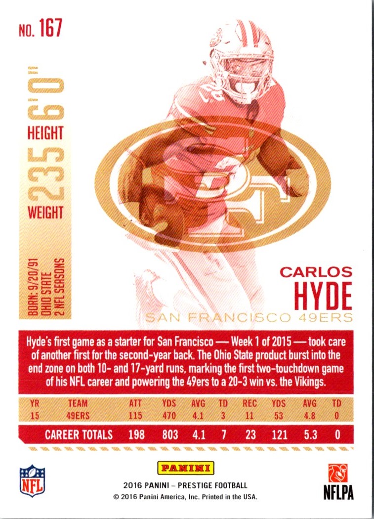 2016 Panini Prestige Carlos Hyde