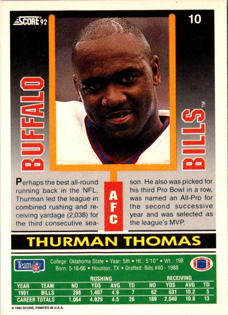 1992 Score Thurman Thomas