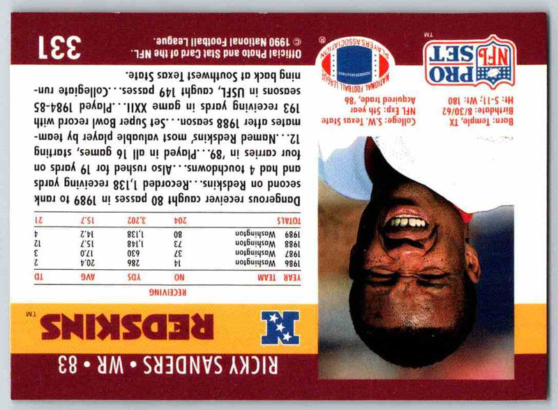 1990 Pro Set Ricky Sanders