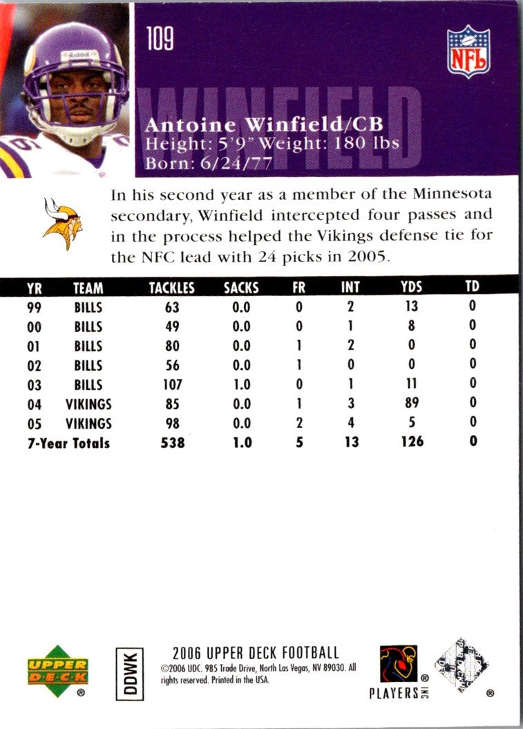 2006 Upper Deck Antoine Winfield