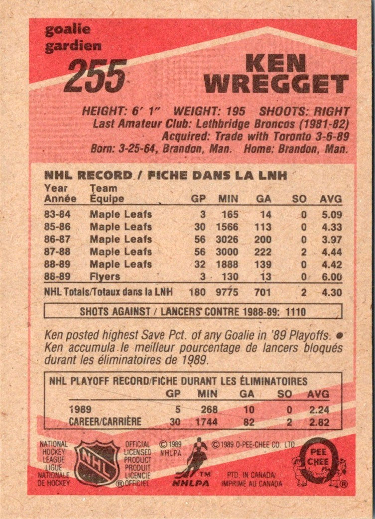 1989 O-Pee-Chee Ken Wregget