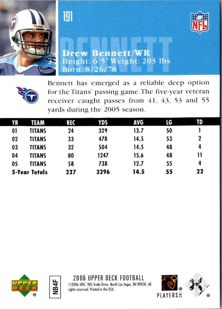 2006 Upper Deck Drew Bennett