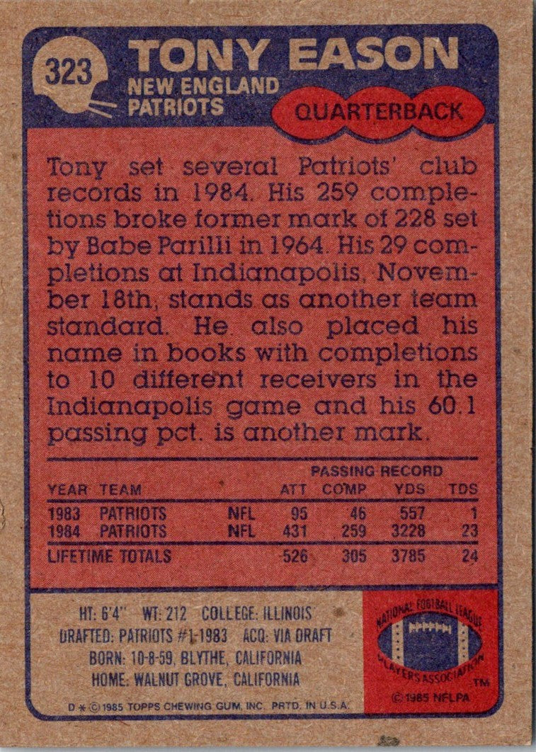 1985 Topps Tony Eason