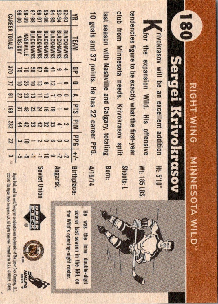 2000 Upper Deck Vintage Sergei Krivokrasov