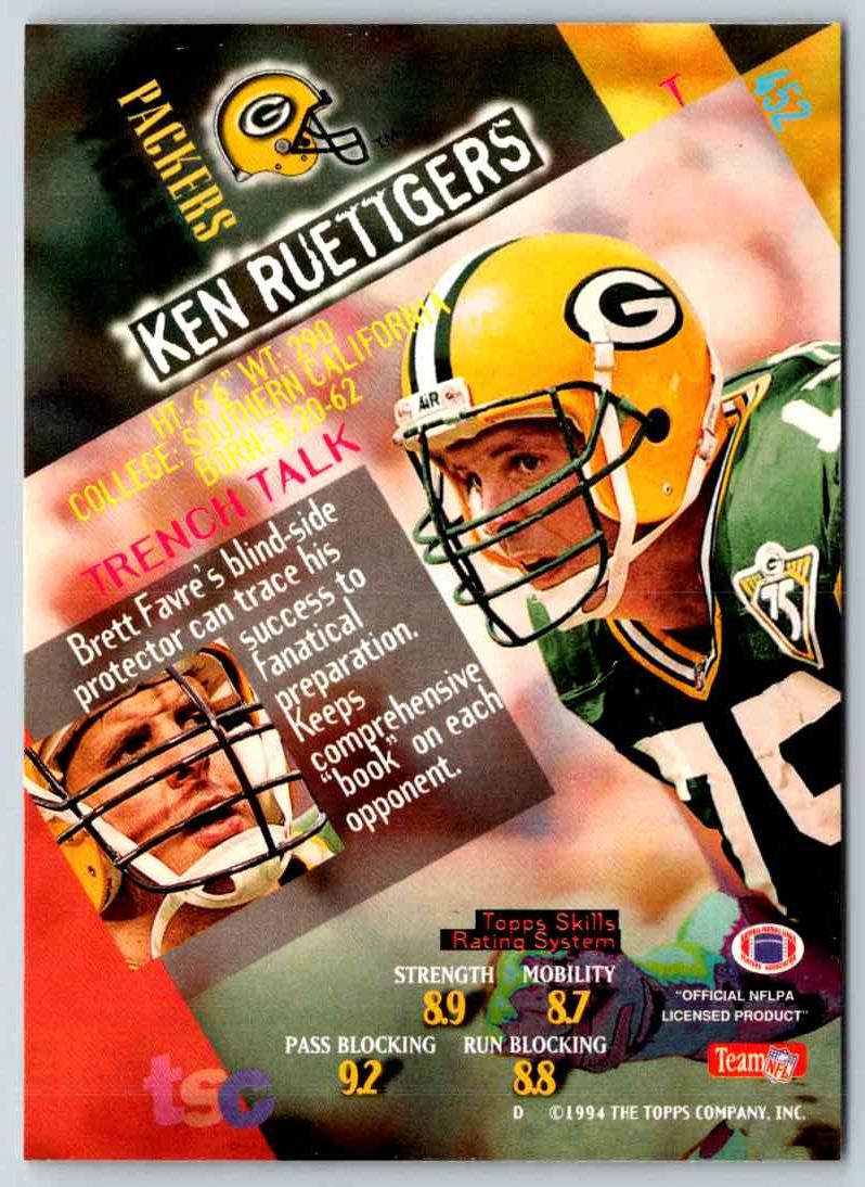 1994 Topps Stadium Club Football Ken Ruettgers