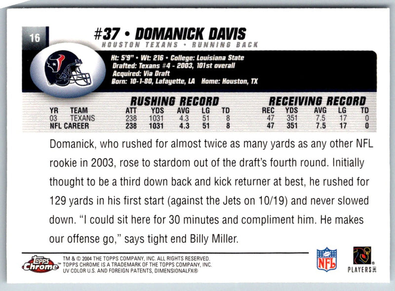 2004 Topps Chrome Domanick Davis