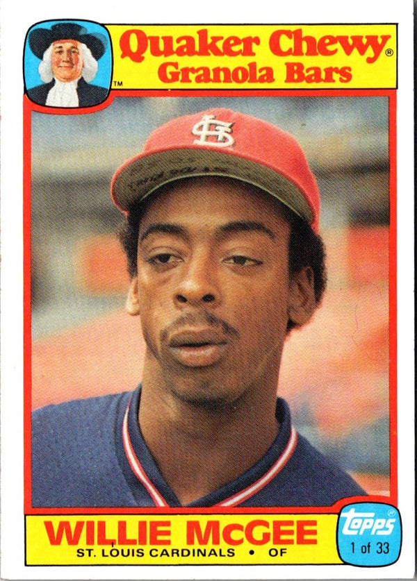 1986 Topps Quaker Granola Willie McGee #1