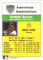 1990 CMC Buffalo Bisons Mike York #11
