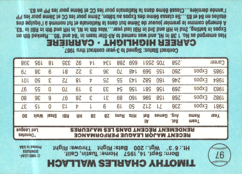 1986 Leaf Tim Wallach
