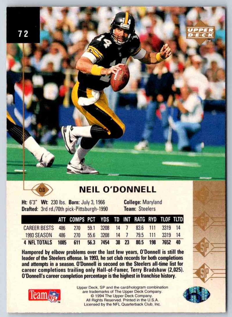 1994 Upper Deck Neil O'donnell