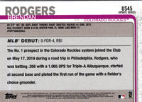 2019 Topps Update Brendan Rodgers #US45 Rookie