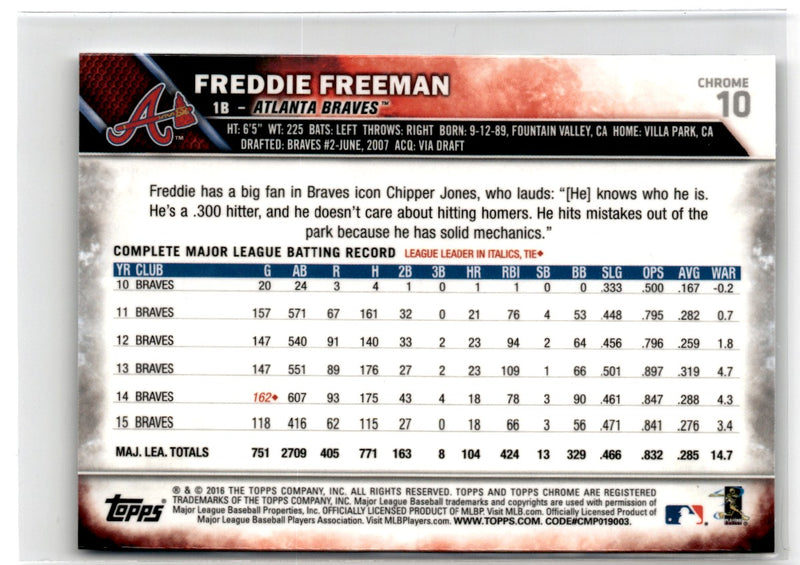 2016 Topps Chrome Freddie Freeman