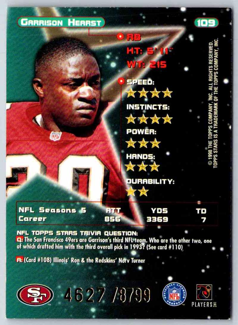 1997 Topps Stadium Club Football Garrison Hearst