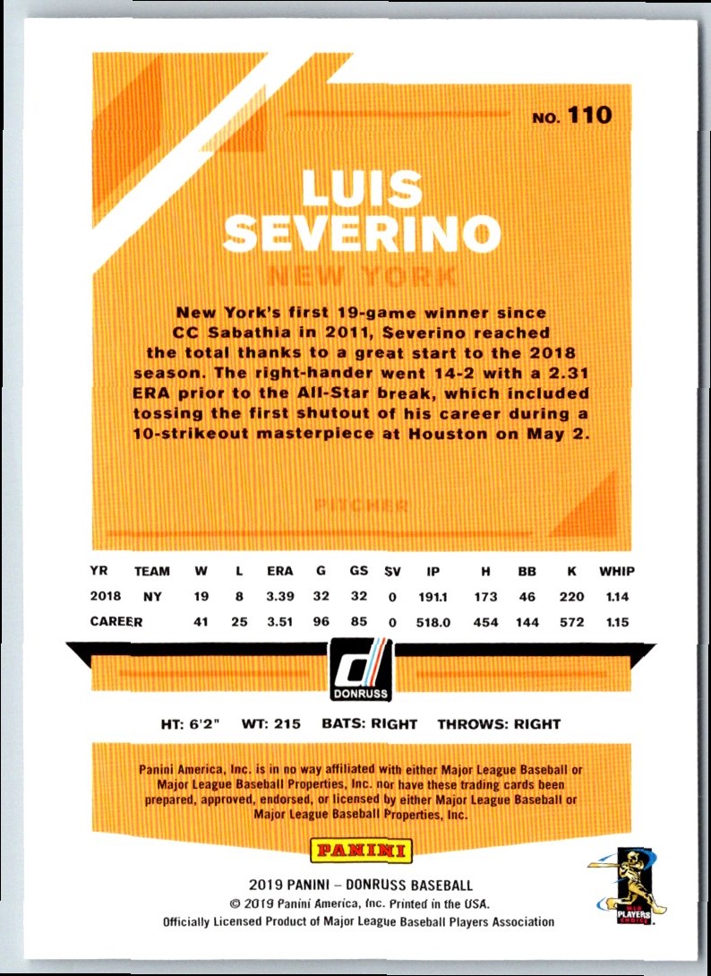 2019 Donruss Luis Severino