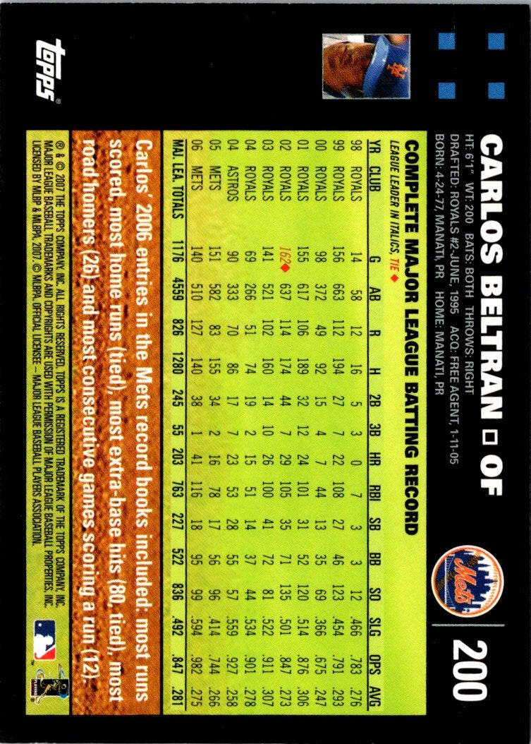 2007 Topps New York Mets Carlos Beltran