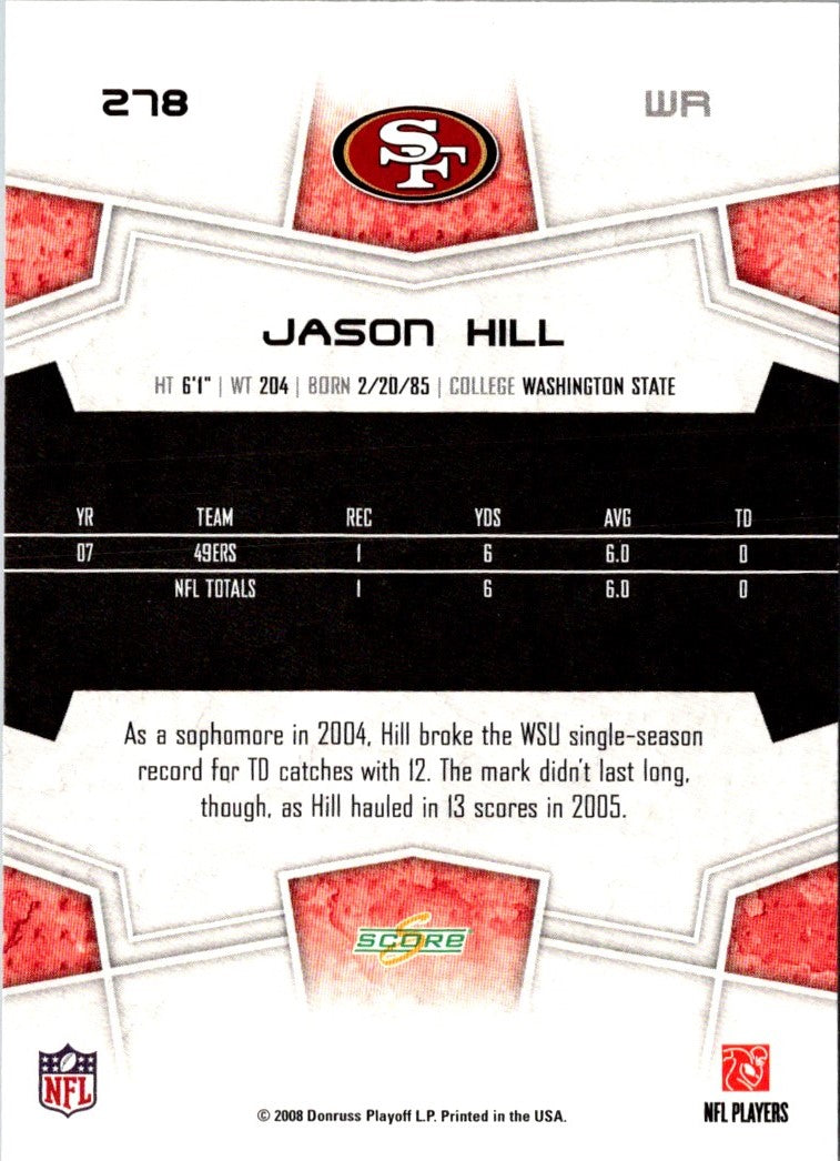 2008 Score Super Bowl XLIII Jason Hill