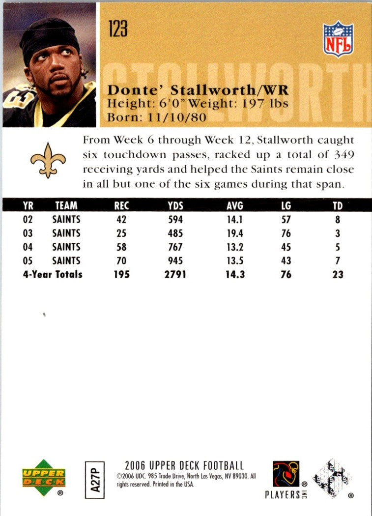 2006 Upper Deck Donte Stallworth