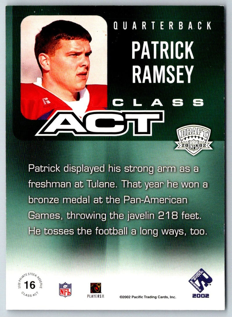 2002 Pacific Private Stock Reserve Class Act Patrick Ramsey