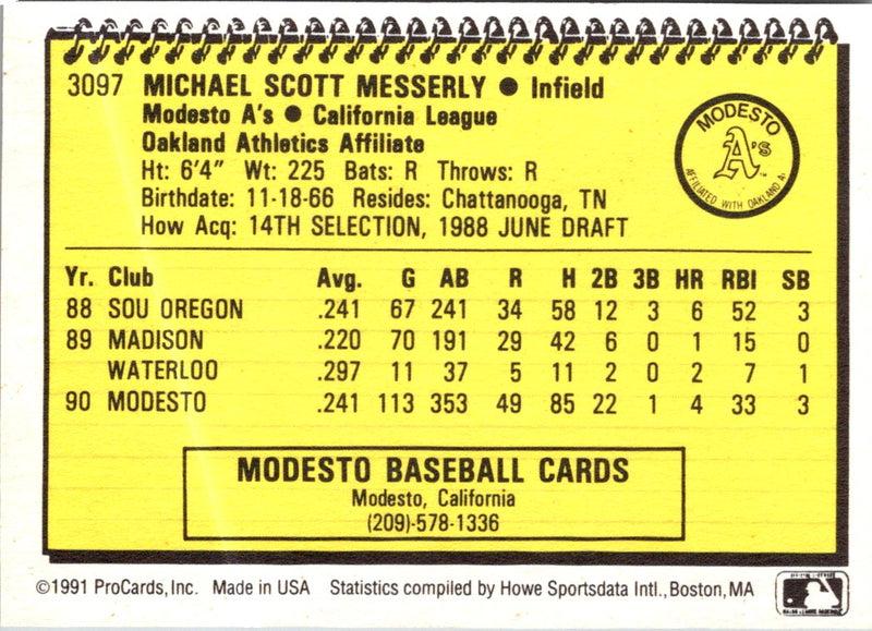 1991 ProCards Mike Messerly