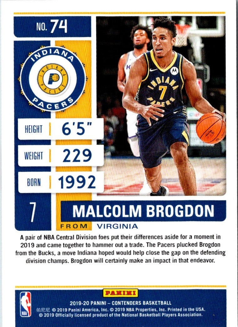 2019 Panini Contenders Malcolm Brogdon