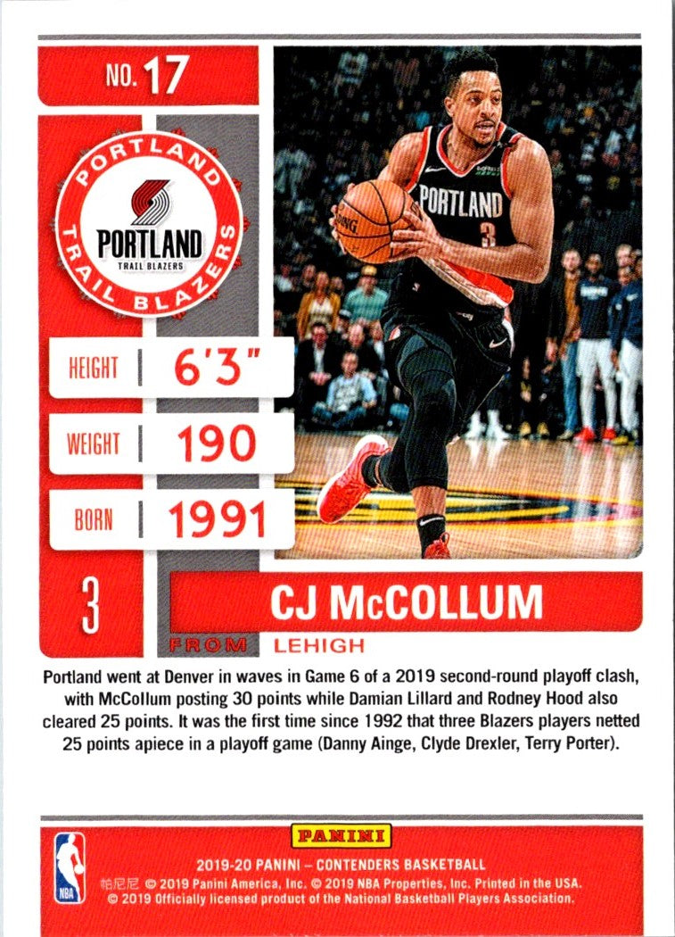 2019 Panini Contenders CJ McCollum