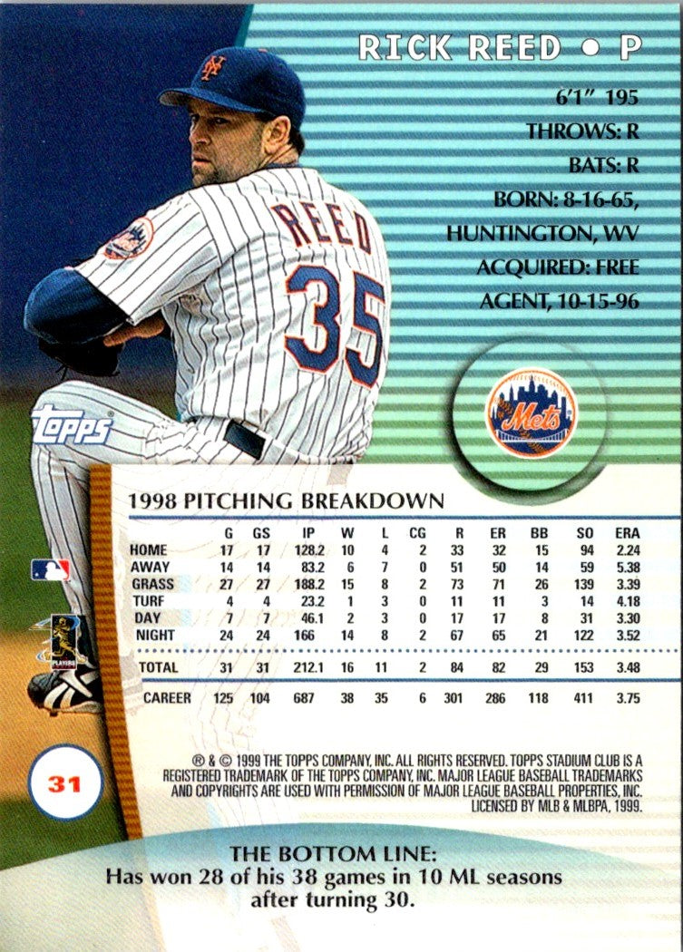 1999 Stadium Club Rick Reed