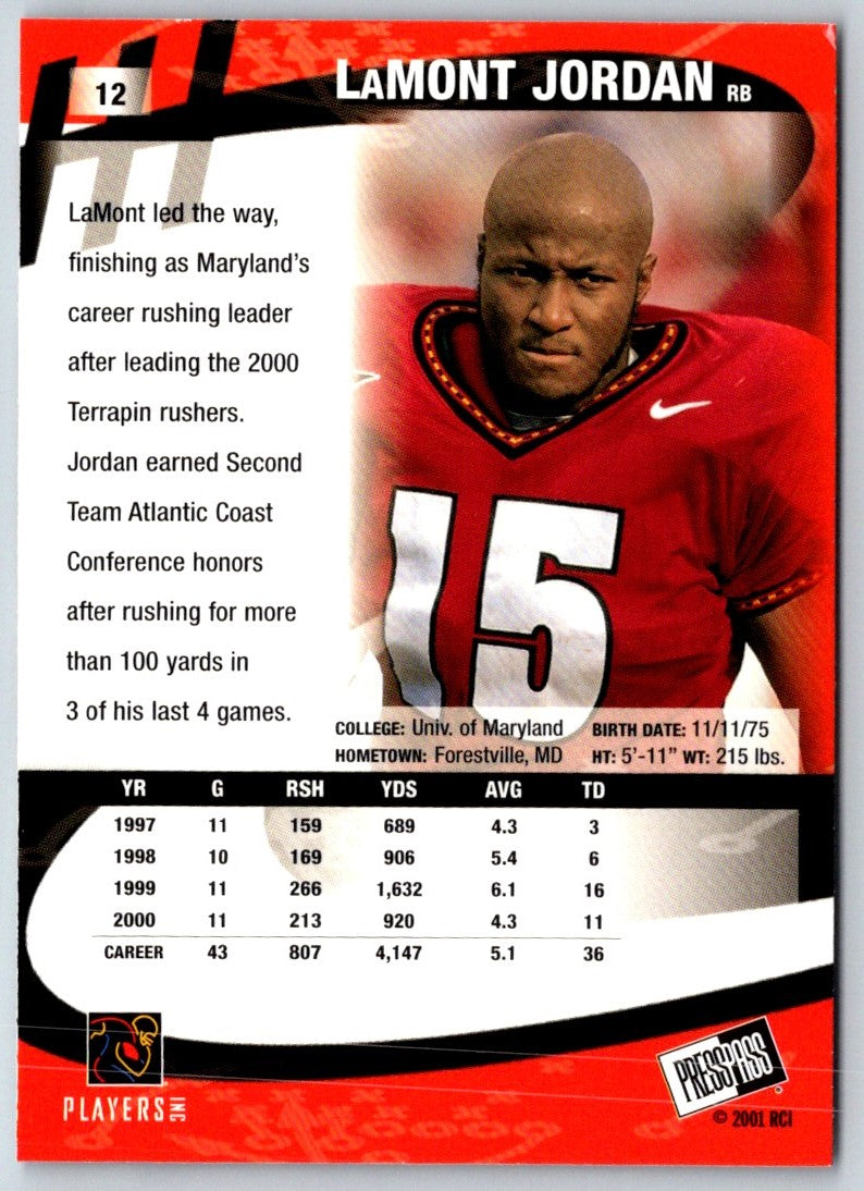 2001 Press Pass LaMont Jordan