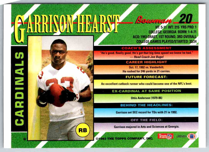1993 Bowman Football Garrison Hearst