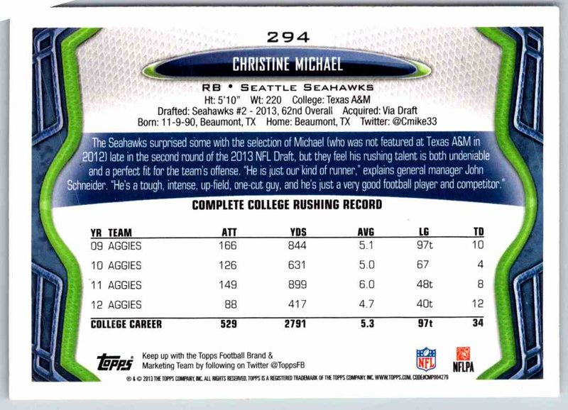 2013 Topps Christine Michael